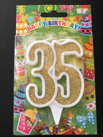 Свеча Юбилейная 35 золото (10см)