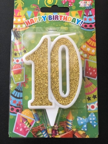 Свеча Юбилейная 10 золото (10см)