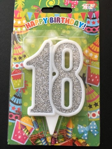 Свеча Юбилейная 18 серебро (10см)