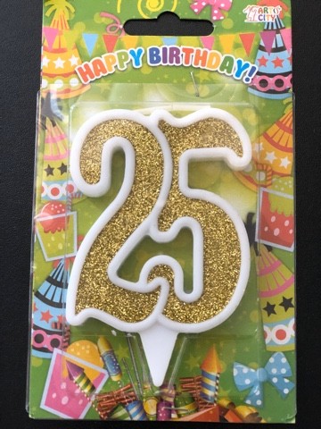 Свеча Юбилейная 25 золото (10см)