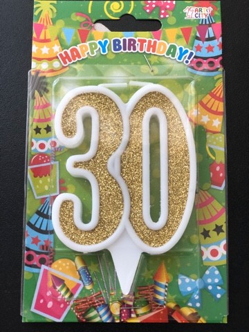 Свеча Юбилейная 30 золото (10см)