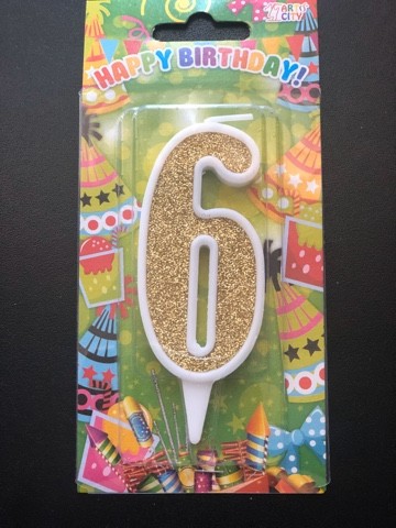 Свеча 6 золото (10см)