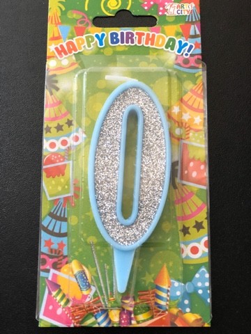 Свеча 0 голубая (10см)