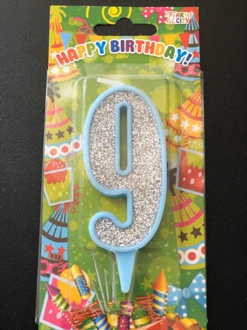 Свеча 9 голубая (10см)