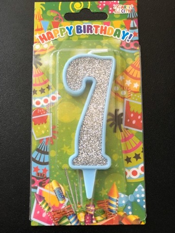 Свеча 7 голубая (10см)