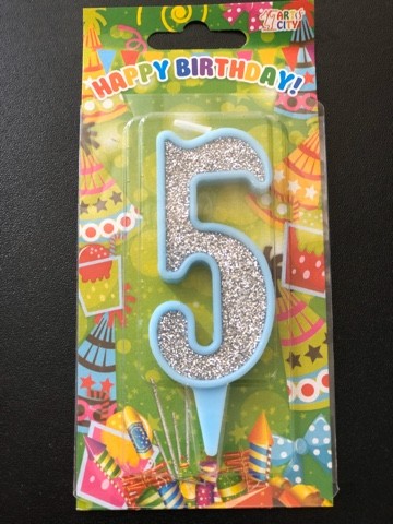 Свеча 5 голубая (10см)